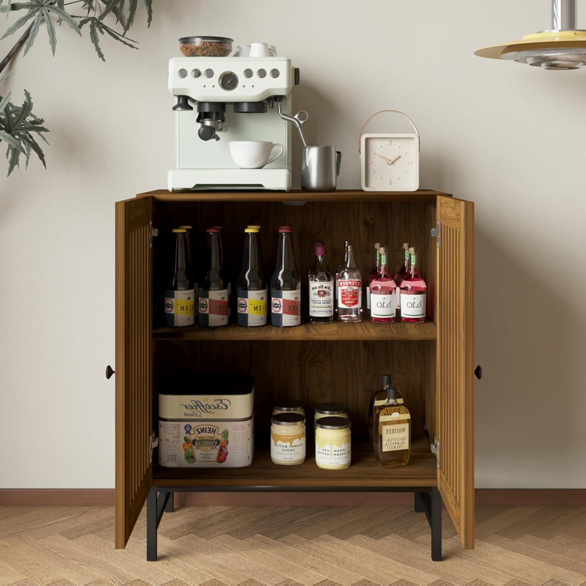 Buffet Storage Cabinet with 2 Doors,Kitchen Sideboard with Storage,Coffee Bar Cabinet for Kitchen,Living Room,Natural