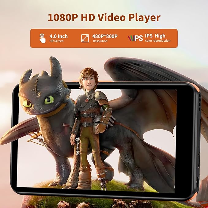 160GB MP3 Player with Bluetooth and WiFi, Android 13 MP3 & MP4 Player with 4" Touchscreen and Speaker, 4GB RAM & 32GB ROM, Spotify Music Player with Audible, FM Radio, Amazon Music, Play Store