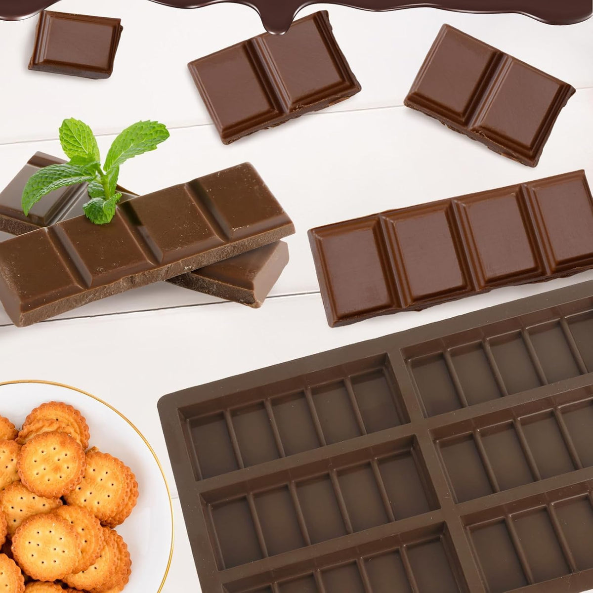 Set of Chocolate Bar Mold, Chocolate Molds Silicone, Food Grade Dubai Chocolate Bar Mold, Candy Molds for Praline Candy (B)