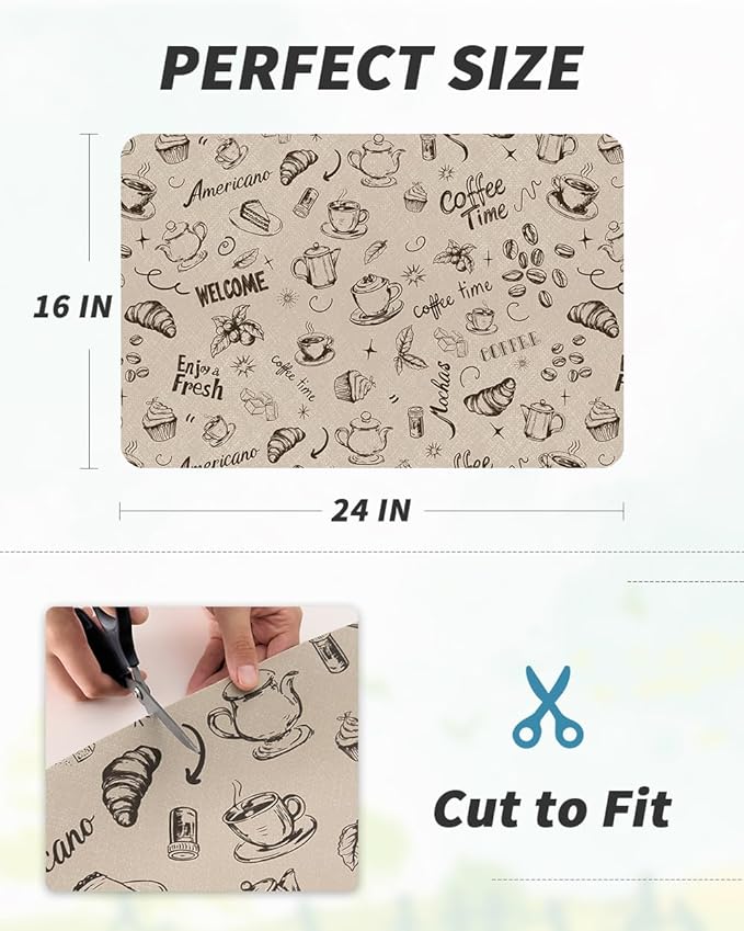 AMOAMI Coffee Mat Hide Stain Rubber Backed Absorbent Dish Drying Mat for Kitchen Counter - Fits Under Coffee Maker & Espresso Machine (16X24, MILK TEA)