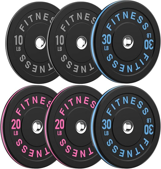 2 Inch Bumper Plates,10-500lbs,Barbell Rubber Olympic Weight Plates Set for Home Gym, Strength Training & Weight Lifting, Multiple Options Colors