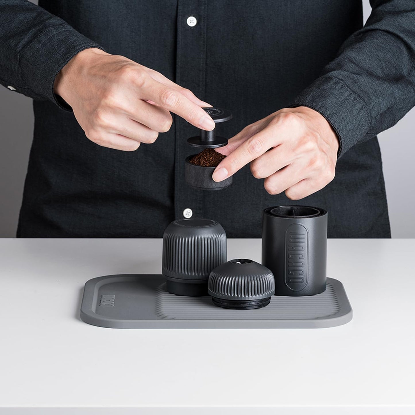 WACACO Coffee Mat, Multi-Purpose Drying Mat and Tamping Mat, Made of Food-Grade Silicone (Compact)