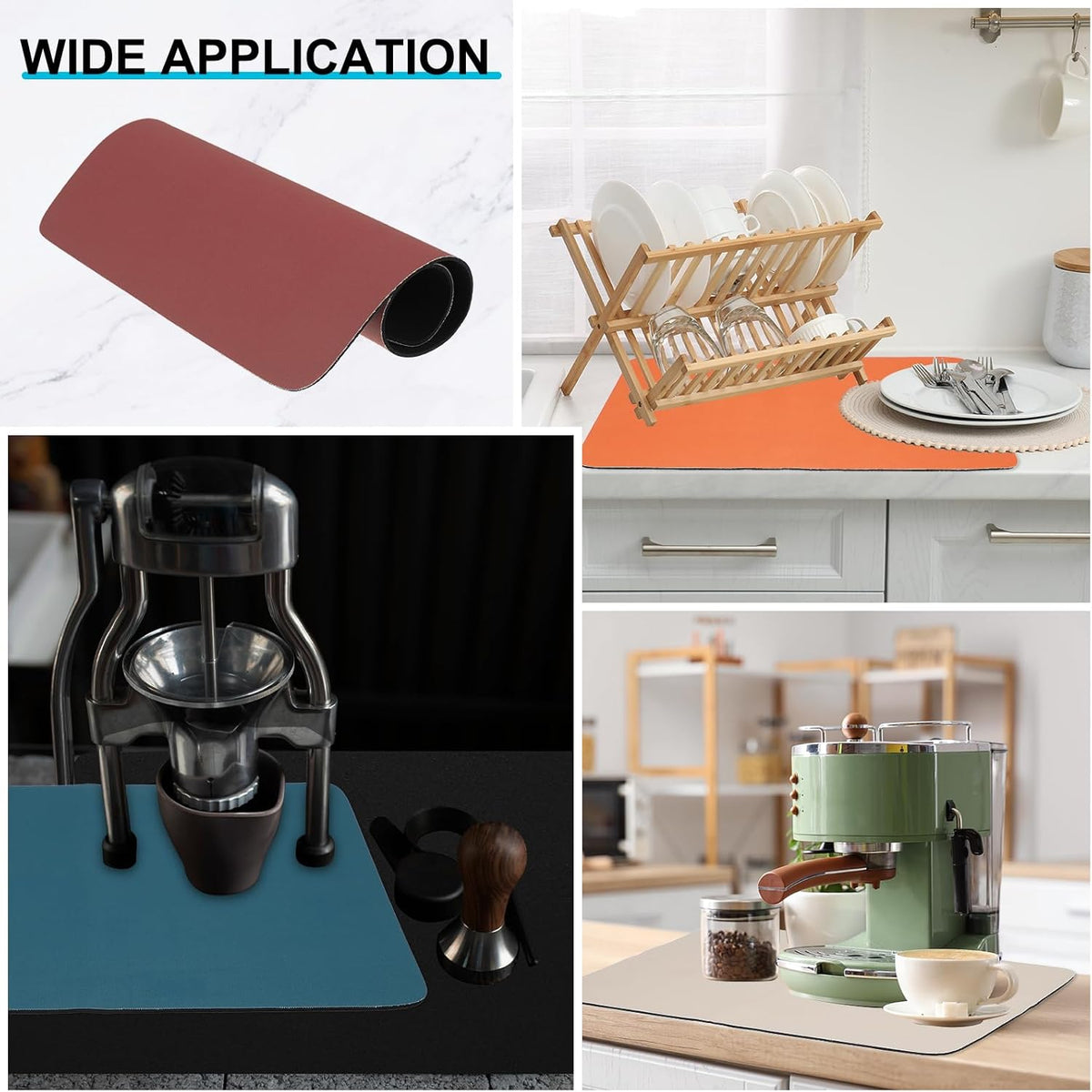 uxcell Silicone Mats for Kitchen Counter, 23.6" x 15.7" Non-Slip Countertop Protector Mat Heat Resistant Coffee Mat Waterproof Table Placemat, Wine Red