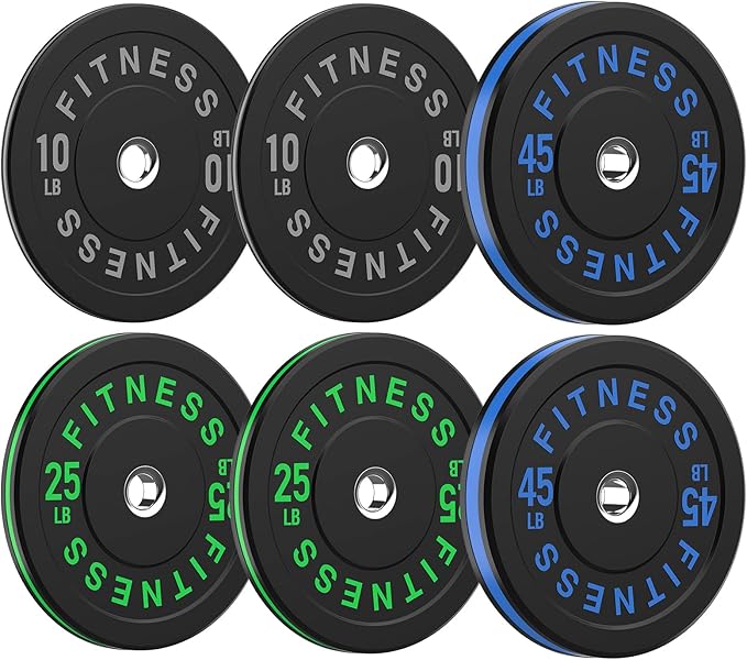 2 Inch Bumper Plates,10-500lbs,Barbell Rubber Olympic Weight Plates Set for Home Gym, Strength Training & Weight Lifting, Multiple Options Colors