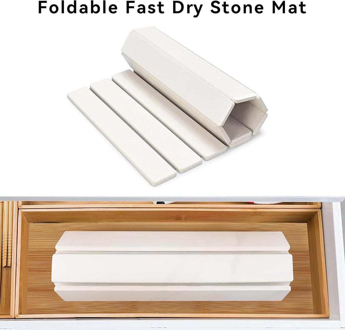 Large Stone Dish Drying Mat for Kitchen Counter, 24" x 16"Fast Dry Stone Mat, Super Absorbent Dish Drying Mat, Drying Board Diatomaceous for Kitchen, Utensils, Fruits, Instant Drying Stone Mat, White