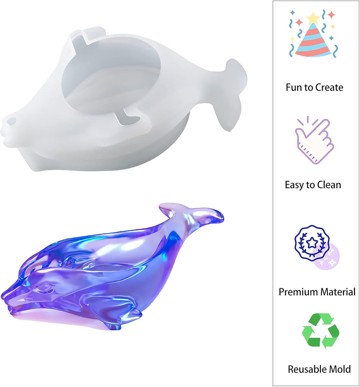 Self-Draining Dolphin Soap Holder Silicone Resin Mold, Dolphin Soap Holder DIY, Epoxy Resin Casting Mold for Soap Tray, Silicone Mold for Soap Holder