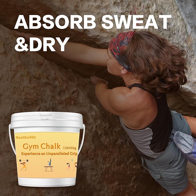 1LB Gym Chalk Bucket|Lifting Chalk|carbonato de magnesio– Premium Chalk Powder with Bag & Spoon for Weightlifting, Gymnastics & Climbing