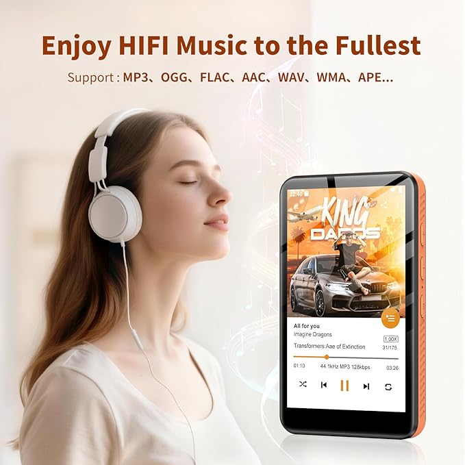 160GB MP3 Player with Bluetooth and WiFi, Android 13 MP3 & MP4 Player with 4" Touchscreen and Speaker, 4GB RAM & 32GB ROM, Spotify Music Player with Audible, FM Radio, Amazon Music, Play Store