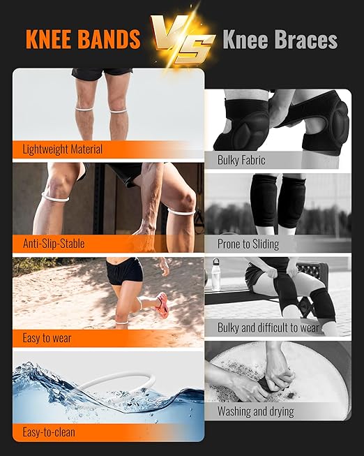 2PCS Patella Band for Knee Pain Relief, Patellar Tendon Support Strap for Tennis, Running, Jumpers, Soccer, Basketball and Hiking, Breathable & Lightweight Patella Stabilizer Knee Strap Brace Support for Women and Men, Comes with Storage Bag (White)