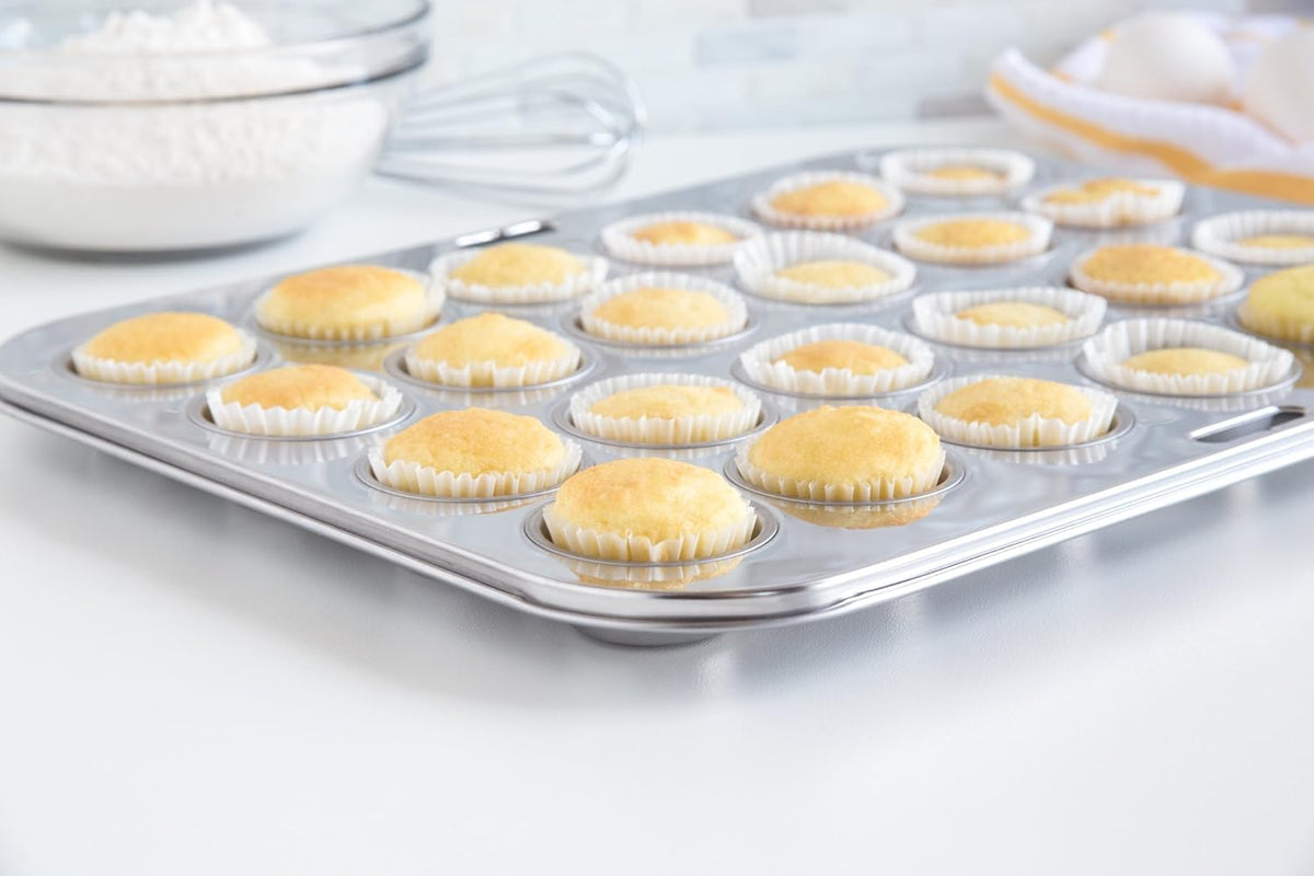 Fox Run Mini Muffin and Cupcake Pan, 24 Mini Cups, Stainless Steel Baking Pan, 10.5 x 13.75 x 1.5 inches,