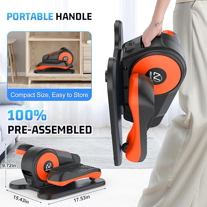 ANCHEER Under Desk Elliptical, Electric Leg Exerciser While Sitting for Seniors, Fully Assembled Motorized Ellipse Leg Exerciser Seated Elliptical Machine with 12 Adjustable Speeds