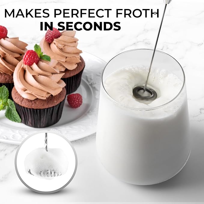 Zulay Powerful Milk Frother Handheld Foam Maker for Lattes - Whisk Drink Mixer for Coffee, Mini Foamer for Cappuccino, Frappe, Matcha, Hot Chocolate by Milk Boss (Caribbean Aqua)
