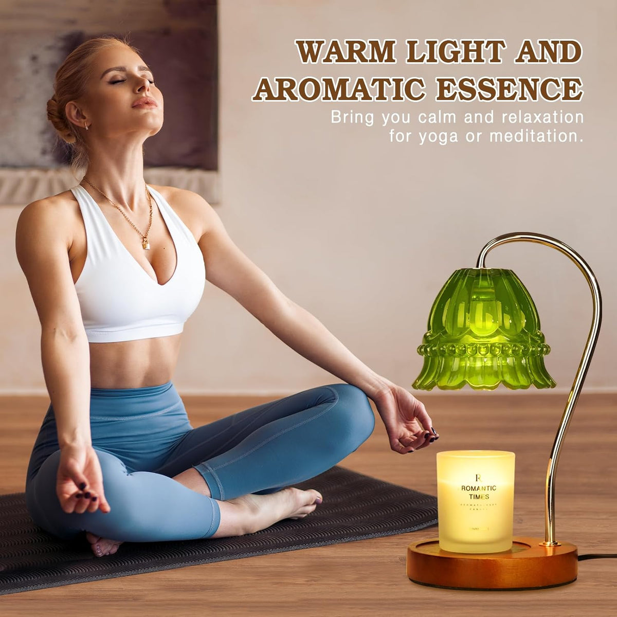 Dimmable Candle Warmer Lamp with Timer, Green Flower Candle Lamp Warmer for Jar Candles, Unique Women Mom Birthday Gifts Ideas, Fall Decor for Home Bedroom Living Room