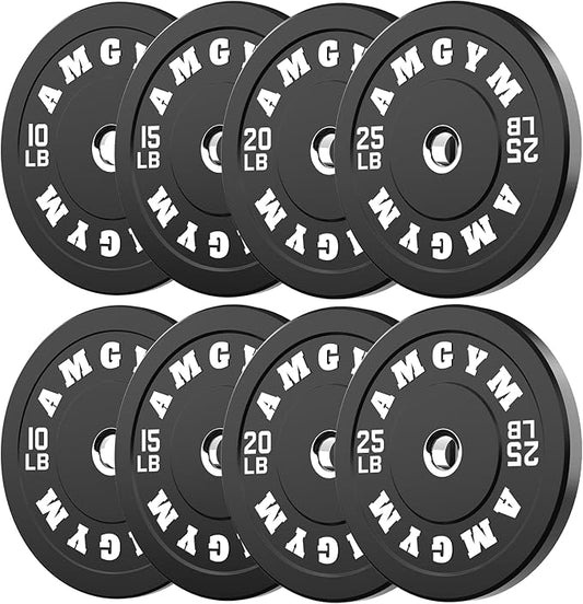 2 Inch Bumper Plates,10-500lbs,Barbell Rubber Olympic Weight Plates Set for Home Gym, Strength Training & Weight Lifting, Multiple Options Colors