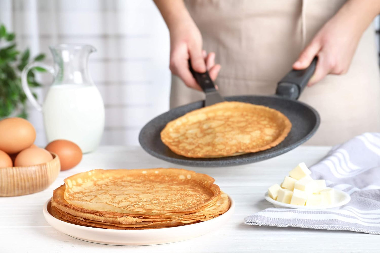 Gluten Free Rolled Hotcakes Crepe Mix by American Table, Made with American-Grown Ingredients & Pure Vanilla, French-Style, Non-GMO, Low Sugar, No Preservatives, Makes 24 Crepes (14 oz, Pack of 1)