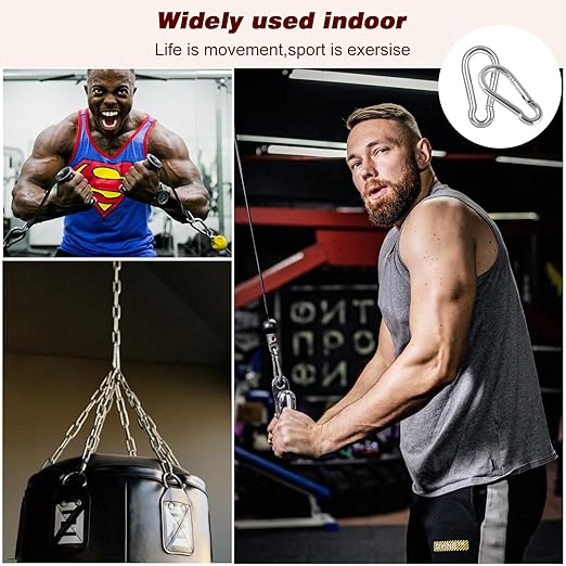 200PCS M6 Spring Snap Hook Carabiner, Heavy Duty Galvanized Steel Carabiner Clip, 260LBS Holding Capacity Spring Clips for Hammock Swing Outdoor Travel