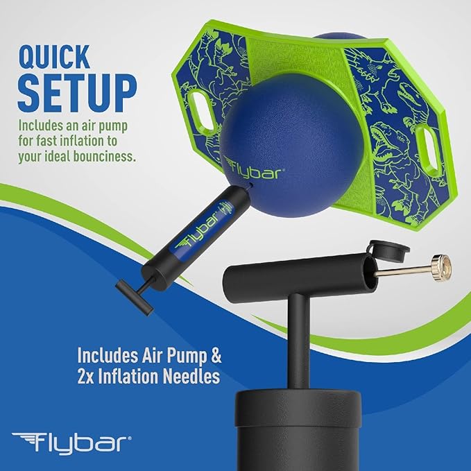 Flybar Pogo Trick Ball for Kids, Bounce Board for Boys and Girls Ages 6+, Up to 160 lbs, Includes Pump, Easy to Carry Handle, Durable Plastic Deck Indoor, Outdoor Toy Pogo Jumper,