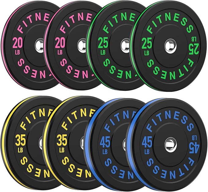 2 Inch Bumper Plates,10-500lbs,Barbell Rubber Olympic Weight Plates Set for Home Gym, Strength Training & Weight Lifting, Multiple Options Colors