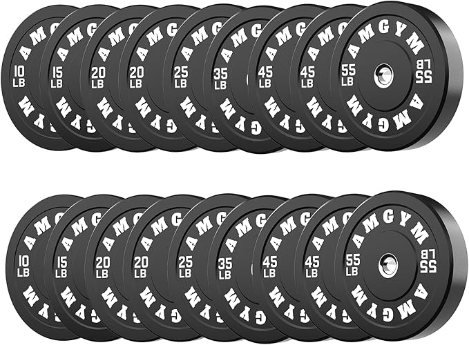 2 Inch Bumper Plates,10-500lbs,Barbell Rubber Olympic Weight Plates Set for Home Gym, Strength Training & Weight Lifting, Multiple Options Colors