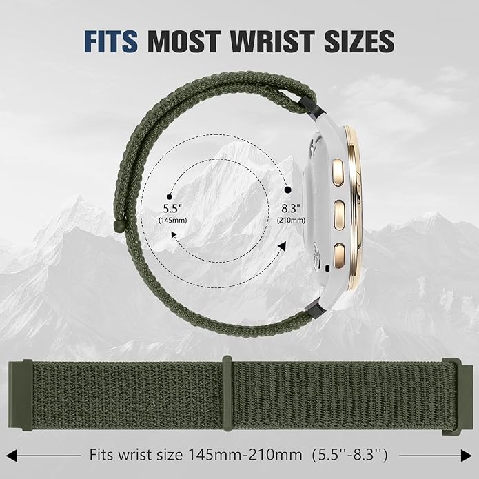 18mm 20mm 22mm Hook and Loop Watch Band Compatible with Garmin Vivoactive 5/ Vivoactive 6/ Vivoactive 3, Soft Nylon Breathable Sport Strap for Venu 2S/ Venu3S/ Forerunner 265s,Venu 3/ Venu 2 Men Women