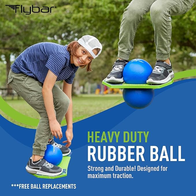 Flybar Pogo Trick Ball for Kids, Bounce Board for Boys and Girls Ages 6+, Up to 160 lbs, Includes Pump, Easy to Carry Handle, Durable Plastic Deck Indoor, Outdoor Toy Pogo Jumper,