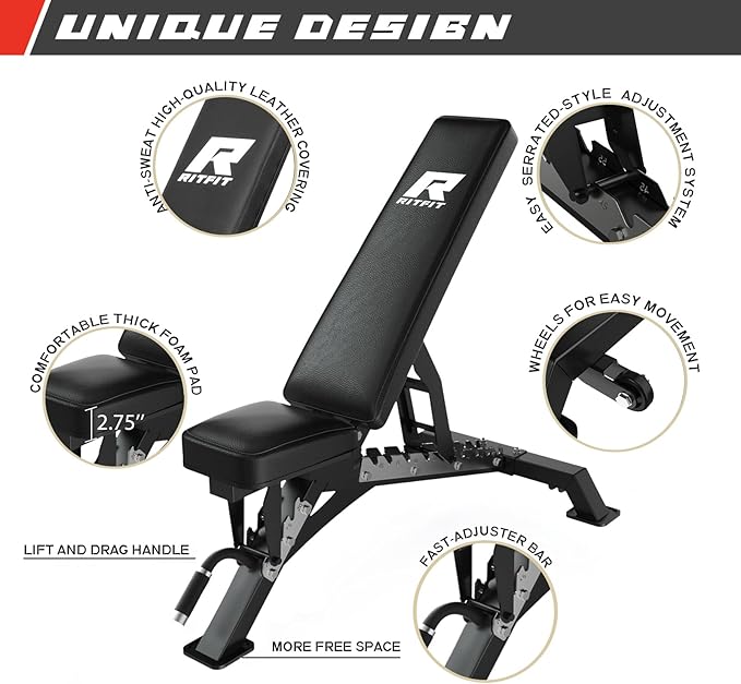 RitFit Power Cage with Optional LAT PullDown/Cable Crossover, 1000LB Squat Rack for Home & Garage Gym, with Weight Storage Rack and More Training Attachments, ASTM-Certified