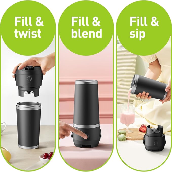 2025 Portable Personal Stainless Steel Blender Container,Insulated Hand Held Blender Cups Shakes/Smoothie/Food Prep, Powerful Compact,Ideal Travel and Outings Kitchen,On-the-Go Convenience