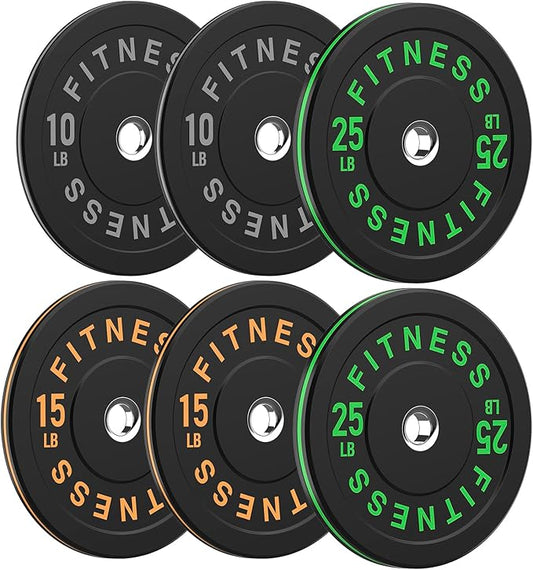 2 Inch Bumper Plates,10-500lbs,Barbell Rubber Olympic Weight Plates Set for Home Gym, Strength Training & Weight Lifting, Multiple Options Colors