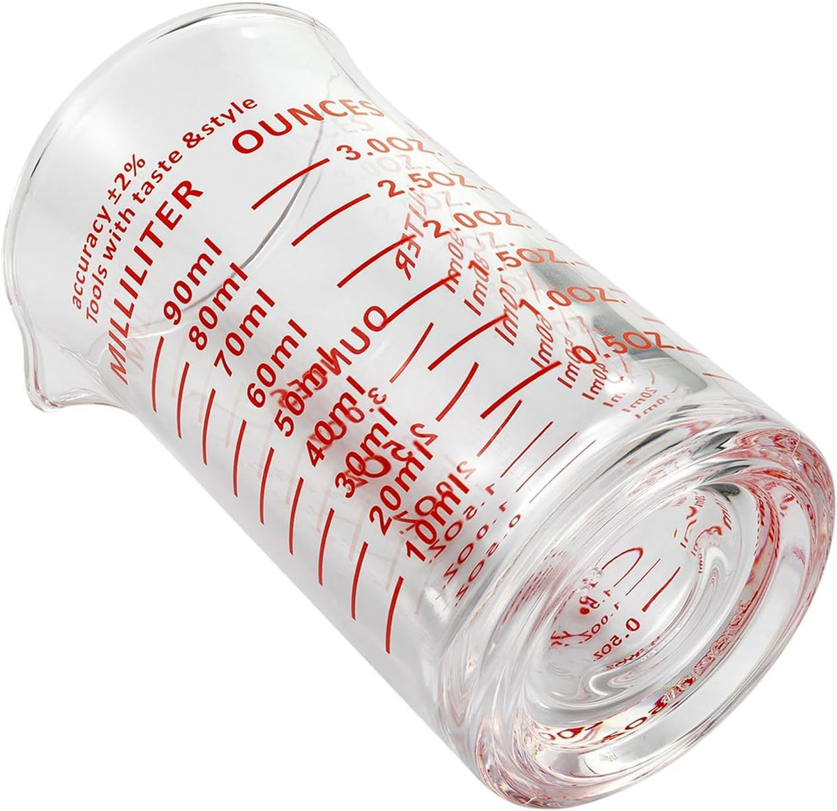 Ackers 3oz/90ml Glass Measuring Cup – Shot Glass with Double Scale-Ounce,Ml Markings for Kitchen & Bar(Pack of 2)