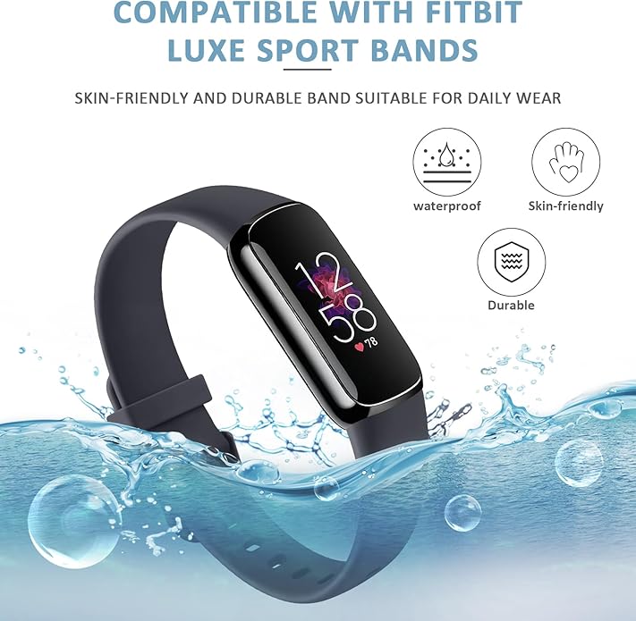 2-Pack Bands for Fitbit Luxe Bands for Women Men, Soft Silicone Wristband Replacement Strap for Fitbit Luxe Special Edition Fitness Tracker