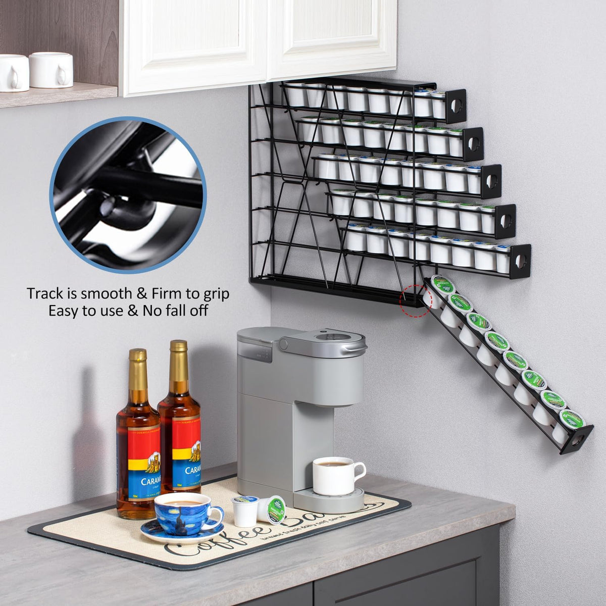 FlagShip 6-Tier Coffee Pod Holder for K Cup - 48 Capsule Max Capacity Metal Rack, Ultra-Efficient Corner Storage Space Saving Design