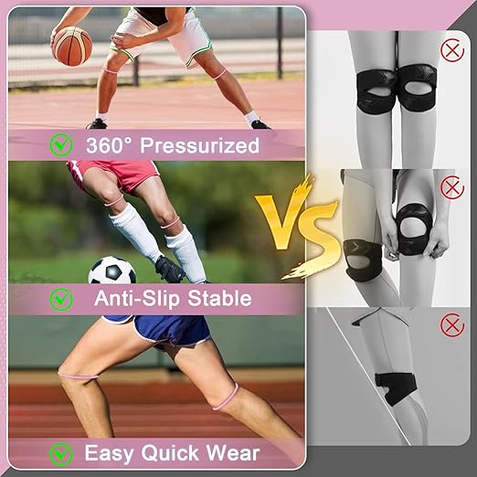 2-Pack Patellar Strap for Knee Pain Relief-Breathable & Lightweight Patellar Tendon Support Strap for Basketball, Running, Hiking-Stabilizing Knee Brace for Men, Women & Kids(Pink)
