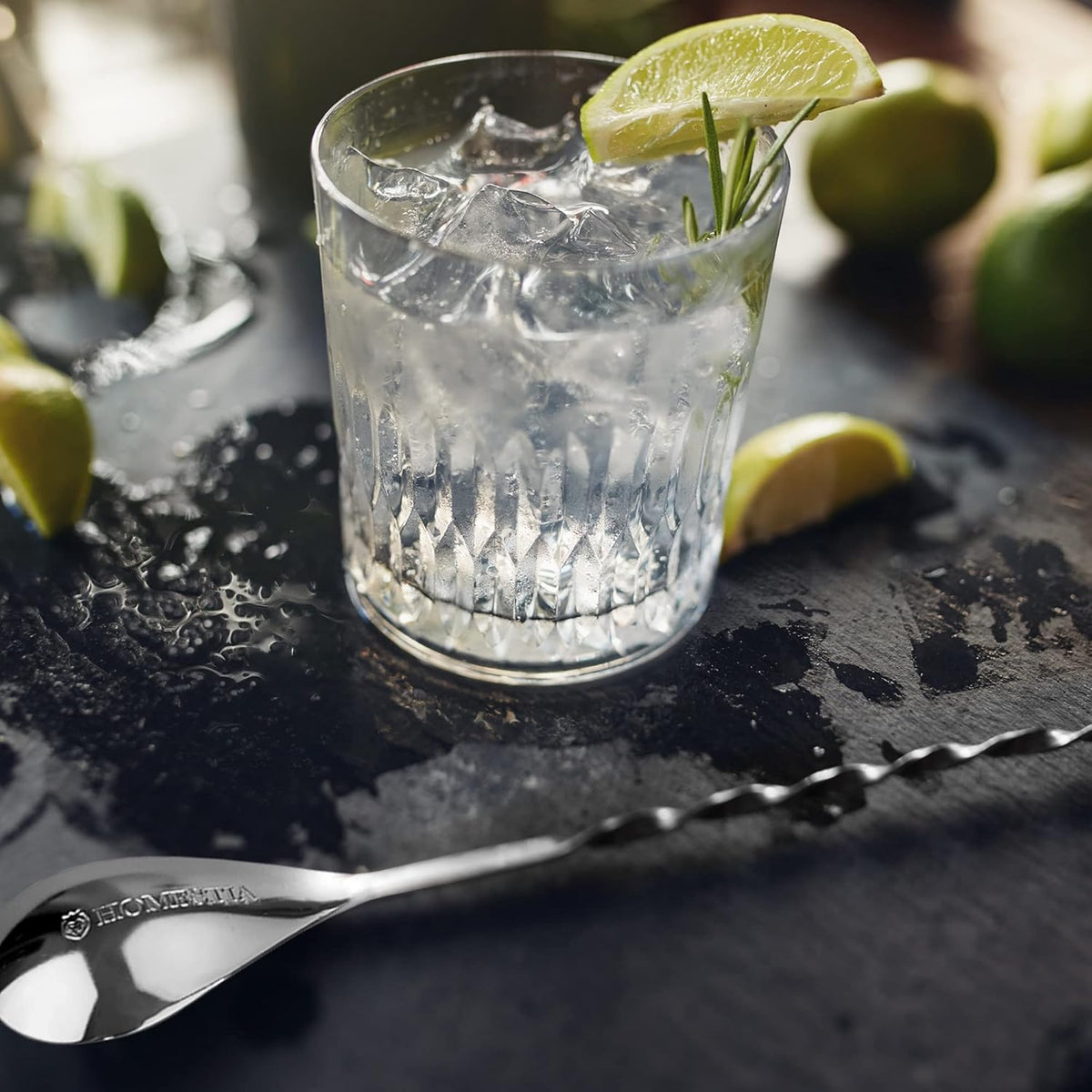 Homestia Bar Spoon Cocktail Mixing Spoon, 12-Inches Long Handle Stainless Steel Cocktail Stirrers, Spiral Design with Skull End Cocktail Spoon for Bartender Drinks, Home Use, Halloween Party