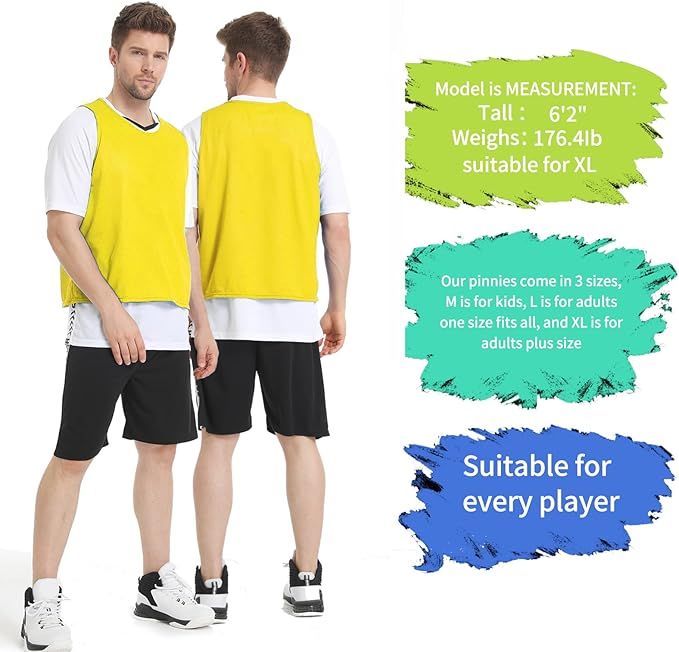 12/24/48PCS Pinnies Youth Team Pennies for Sports Kids and Scrimmage Vests for Soccer Basketball Jersey Practice