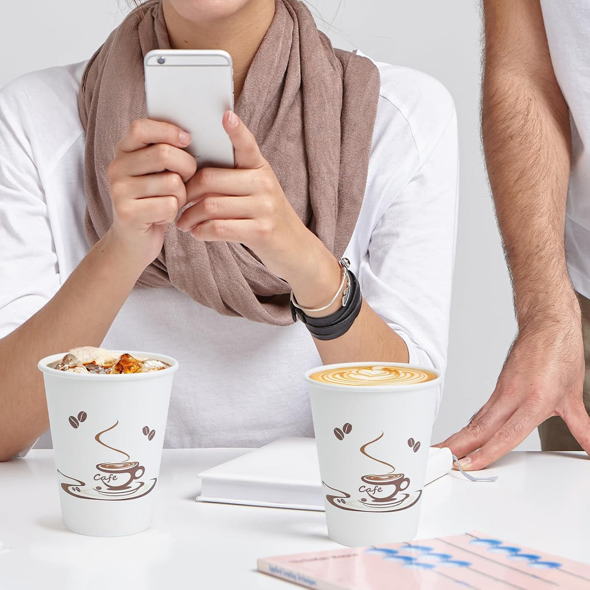 Lamosi 240 Pack 12 OZ Coffee Cups, Disposable Paper Cups for Hot/Cold Beverage, Disposable Cups 12 oz, Leak-Free Paper Coffee Cups for Cafe, Restaurant, Office and Home
