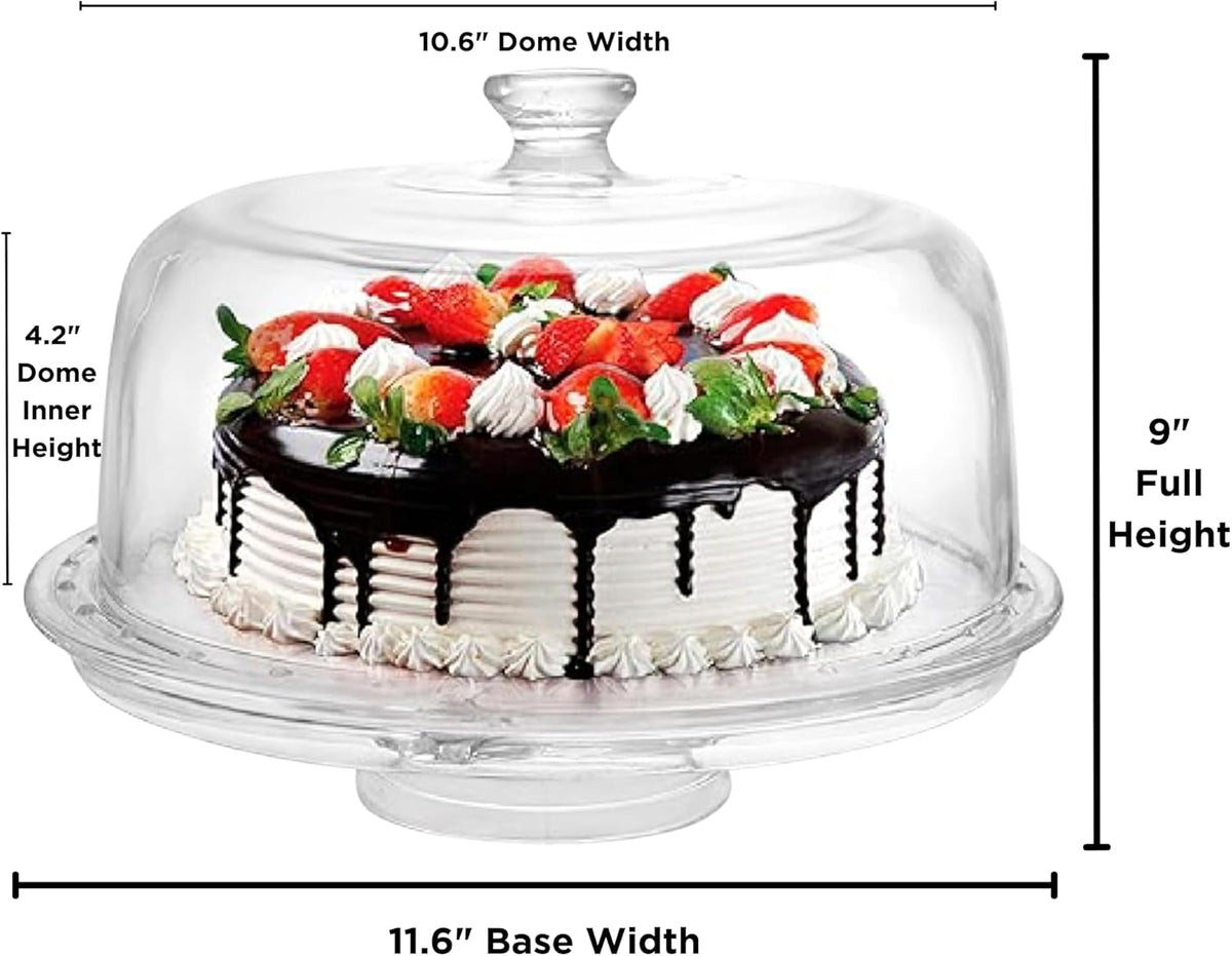 7 in 1 Multifunctional Acrylic Cake Stand with Lid & Cake Turntable for Decorating (12") - Turntable Decorating Kit Serving Salad Bowl/Veggie Platter/Punch Bowl/Desert Platter/Chips & Dip - BPA Free
