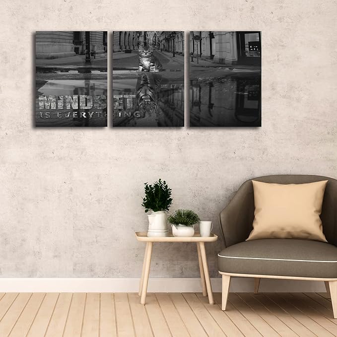 3 Panels Motivational Canvas Wall Art Inspirational Wall Art Entrepreneur Quotes Poster Print Artwork Painting Picture for Framed Home Decoration Living Room office bedroom 36''W x 16''H