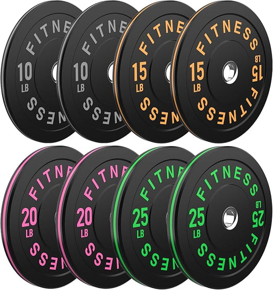 2 Inch Bumper Plates,10-500lbs,Barbell Rubber Olympic Weight Plates Set for Home Gym, Strength Training & Weight Lifting, Multiple Options Colors