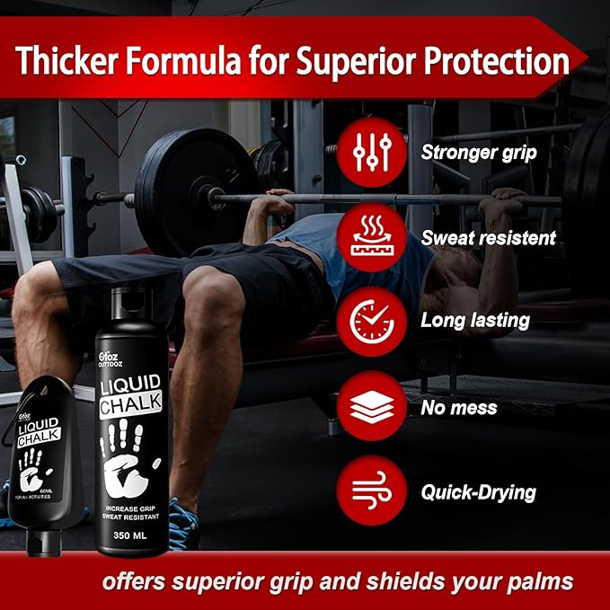 12 oz Superior Grip Liquid Chalk Mess-Free Gym Chalk for Weightlifting, Gymnastics, Rock Climbing, Dancing, Dries in Seconds. Package May Vary.