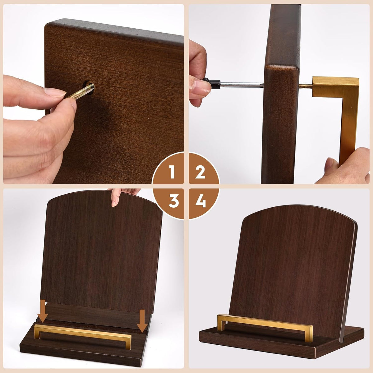 Beautiful Cookbook Stand with Removable Cutting Board,2 in 1 Bamboo Recipe Book Holder,Charcuterie Board & Kitchen Serving Tray,Durable Cook Book Holder Stand Easily Keeps Cook or Recipe Books Open