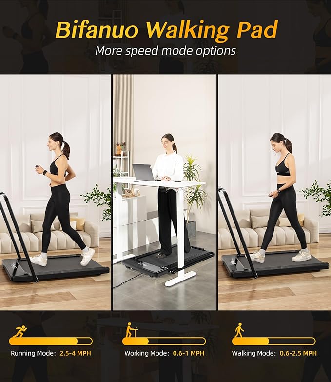 2 in 1 Folding Treadmill, Smart Walking Running Machine with Bluetooth Audio Speakers, Installation-Free,Under Desk Treadmill for Home/Office Gym Cardio Fitness