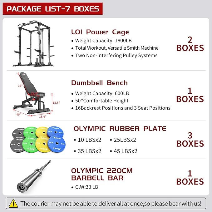 Power Cage,1600lbs Multi-Function Power Rack with Adjustable Cable Crossover System and More Training Attachment, Weight Cage for Home Gym