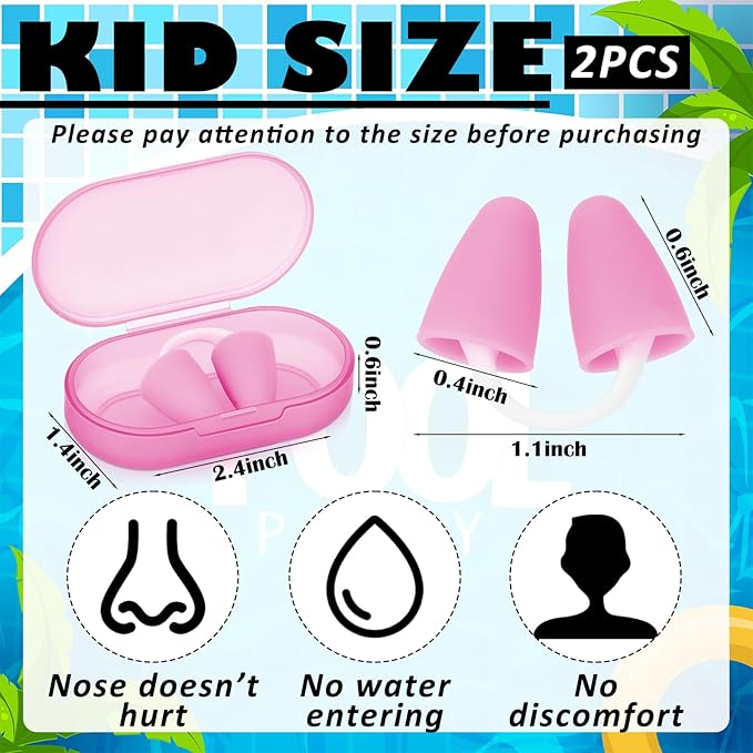 2 Pack Nose Plugs for Swimming for Adults and Kids (Age 7-12), Waterproof Soft Silicone Swimming Protectors Nose Block Nostril Plugs for Swimmers Surfers Water Sports