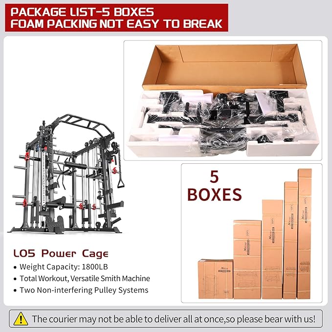 Smith Machine Power Rack Multifunctional Power Cage Deep Squat Rack Cable Crossover System Selectable More Training Attachment for Garage & Home Gym