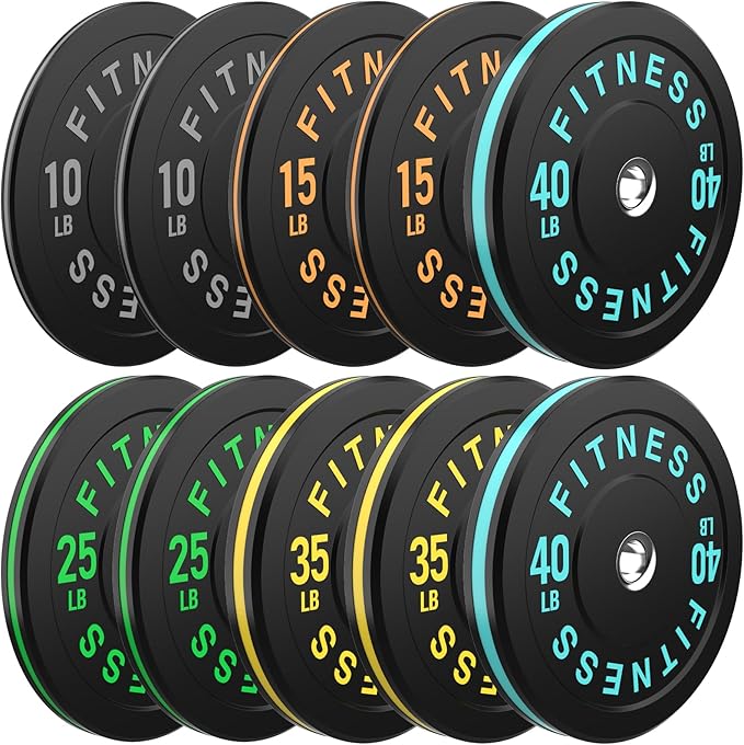 2 Inch Bumper Plates,10-500lbs,Barbell Rubber Olympic Weight Plates Set for Home Gym, Strength Training & Weight Lifting, Multiple Options Colors