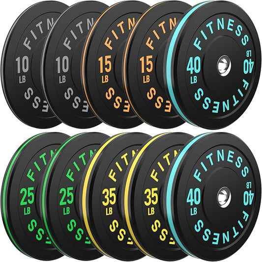 2 Inch Bumper Plates,10-500lbs,Barbell Rubber Olympic Weight Plates Set for Home Gym, Strength Training & Weight Lifting, Multiple Options Colors