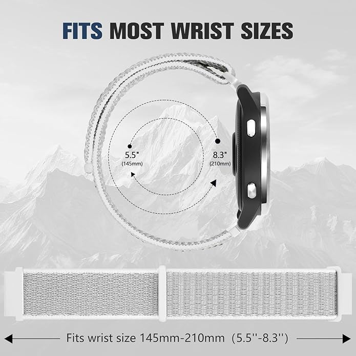 18mm 20mm 22mm Hook and Loop Watch Band Compatible with Garmin Vivoactive 5/ Vivoactive 6/ Vivoactive 3, Soft Nylon Breathable Sport Strap for Venu 2S/ Venu3S/ Forerunner 265s,Venu 3/ Venu 2 Men Women