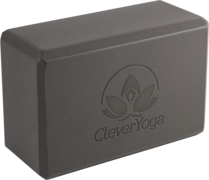 Clever Yoga Blocks & Strap - Lighweight Foam Yoga Blocks 2 Pack with 8ft Cotton Yoga Strap Set Kit for Beginners & Pros, Accessories & Equipment for Women & Men - Gray