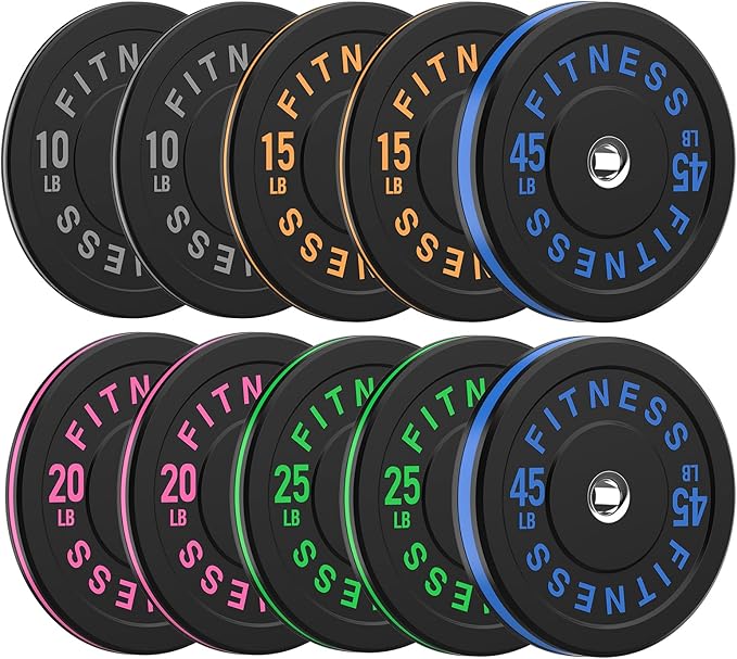 2 Inch Bumper Plates,10-500lbs,Barbell Rubber Olympic Weight Plates Set for Home Gym, Strength Training & Weight Lifting, Multiple Options Colors