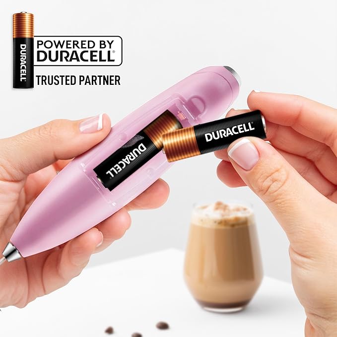 Zulay Kitchen Tornado Whisk Milk Frother with 4 AA Duracell Batteries - Triple Whisk for More Power - Handheld Coffee Frother with Stand - Drink Mixer for Lattes, Matcha & Protein Shakes